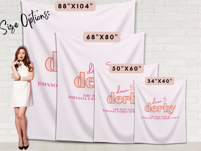 Down and Derby Kentucky Derby Party Backdrop | Custom Logo and Text Derby Party Banner