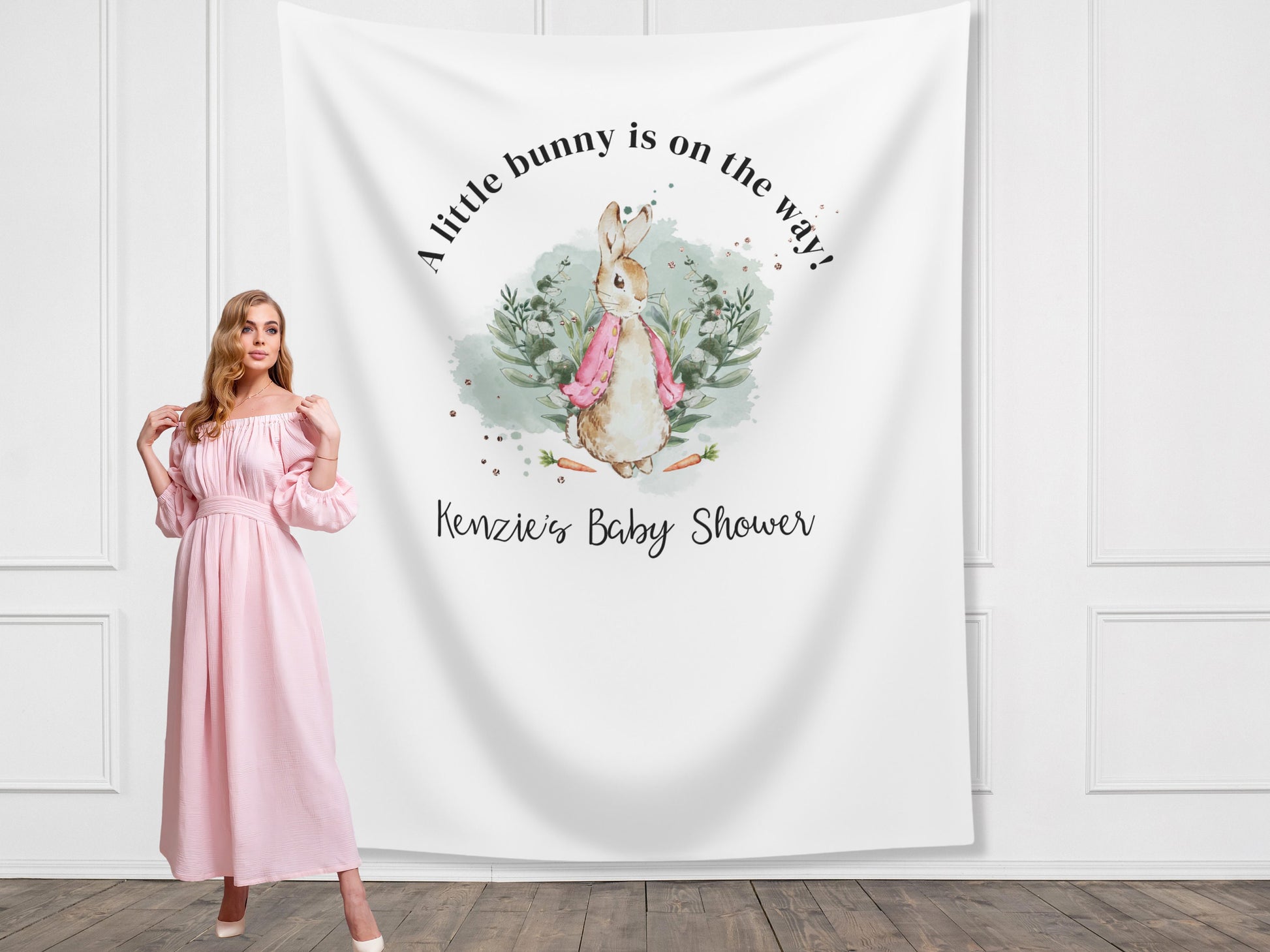 A Little Bunny Is On The Way Custom Peter Rabbit Banner