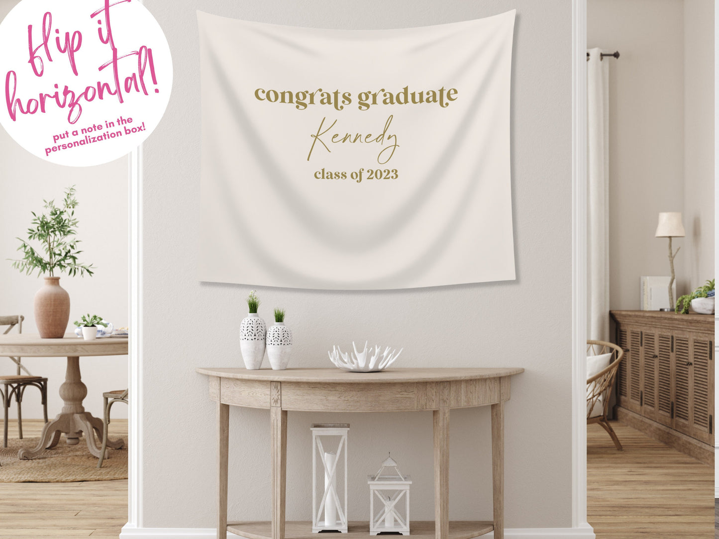 Congrats Graduate Class of 2025 Custom Graduation Party Backdrop | Personalized Congrats Grad School Colors Banner | Simple Retro Senior