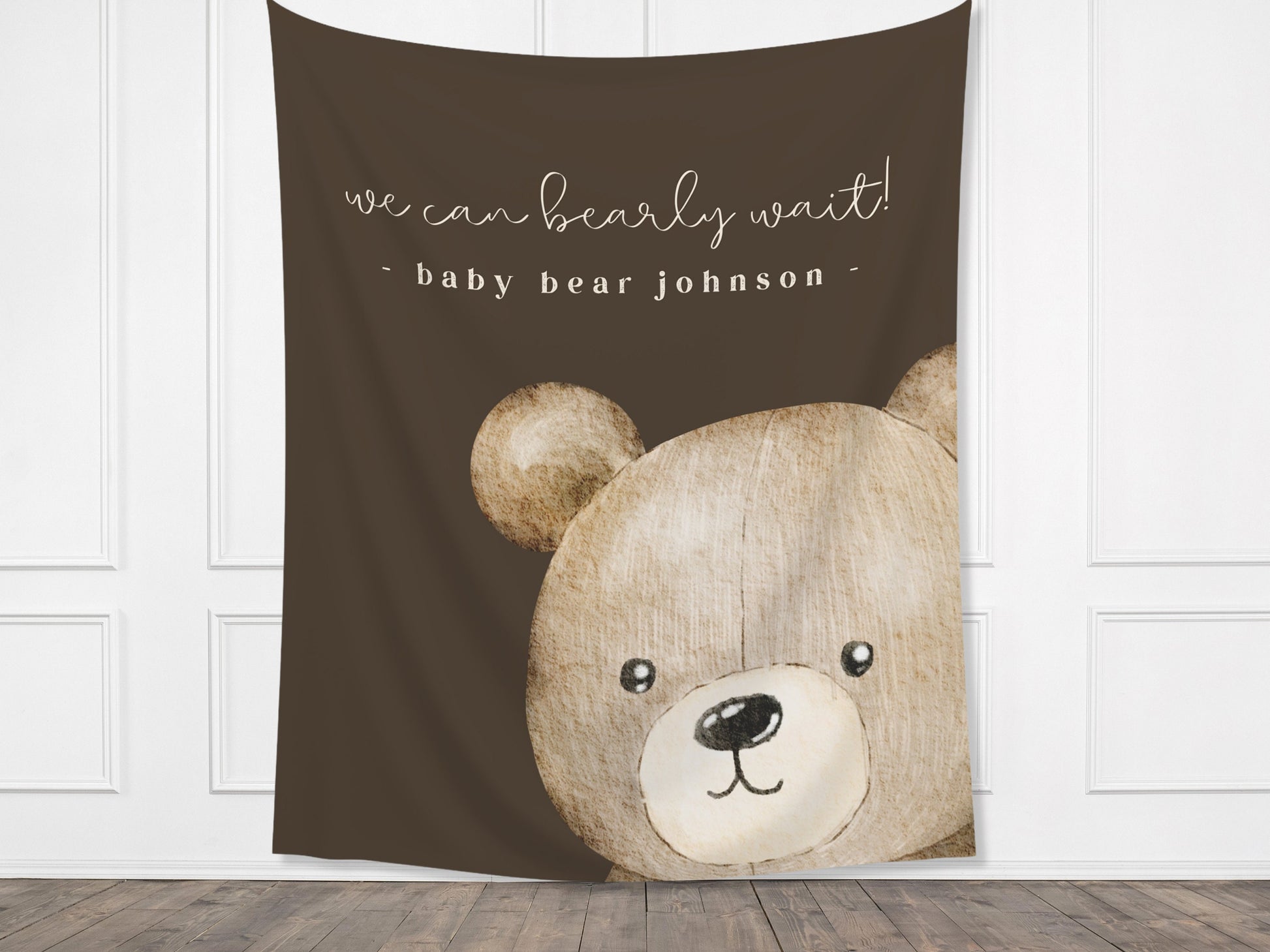 We Can Bearly Wait Customizable Baby Shower Backdrop | Teddy Bear Custom Party Banner