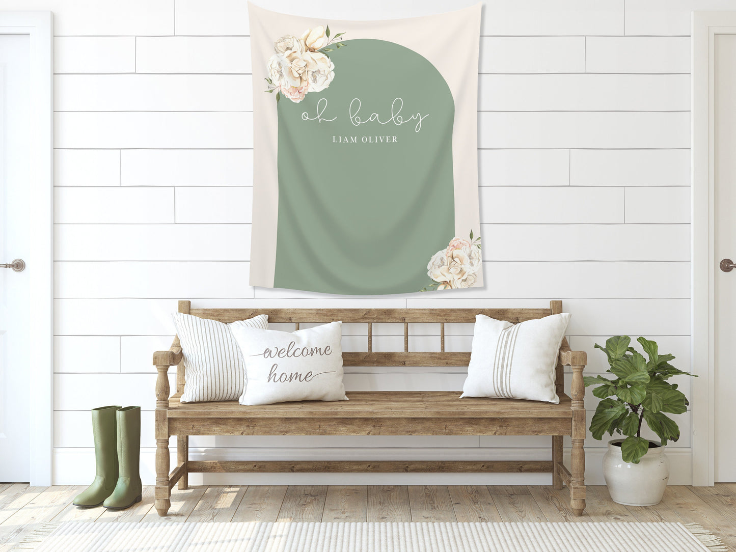 Oh Baby Boho Arch Floral Banner