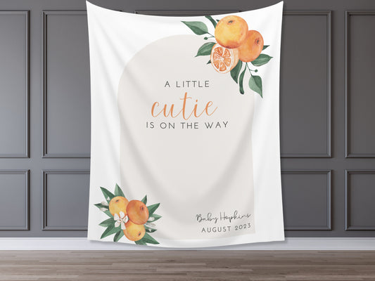 A Little Cutie is on the Way Personalized Baby Shower Banner