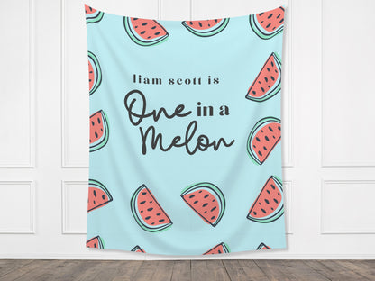 One in a Melon Summer Watermelon Customizable 1st Birthday Backdrop | Little Sweetie Custom Birthday Party or Baby Shower Banner