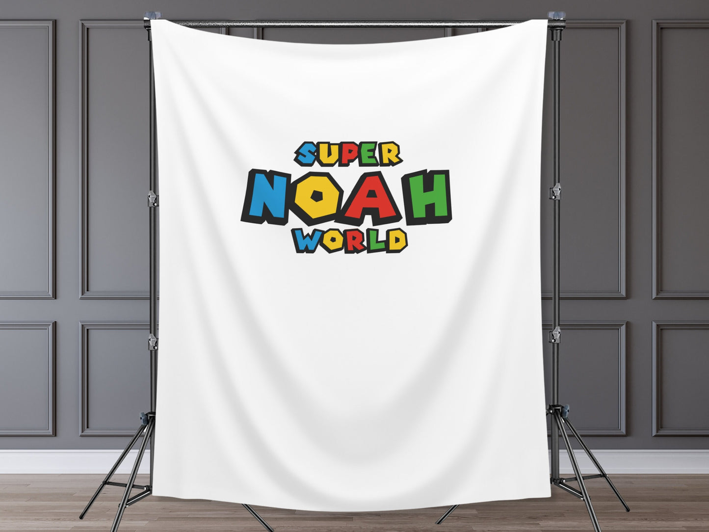 Super World Customizable Birthday Backdrop | Personalized Video Game Birthday Party Banner | Super Bros. Custom Name | Brick Wall Warp Pipe