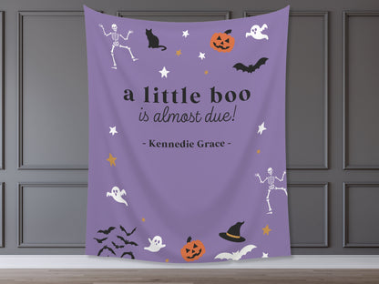 A Little Boo is Almost Due Halloween Baby Shower Backdrop | Customizable Baby Name Banner | Fall Gender Reveal or Baby Shower Décor