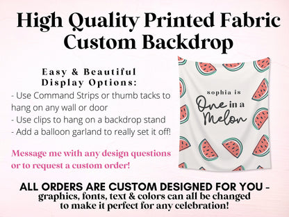 One in a Melon Summer Watermelon Customizable 1st Birthday Backdrop | Little Sweetie Custom Birthday Party or Baby Shower Banner