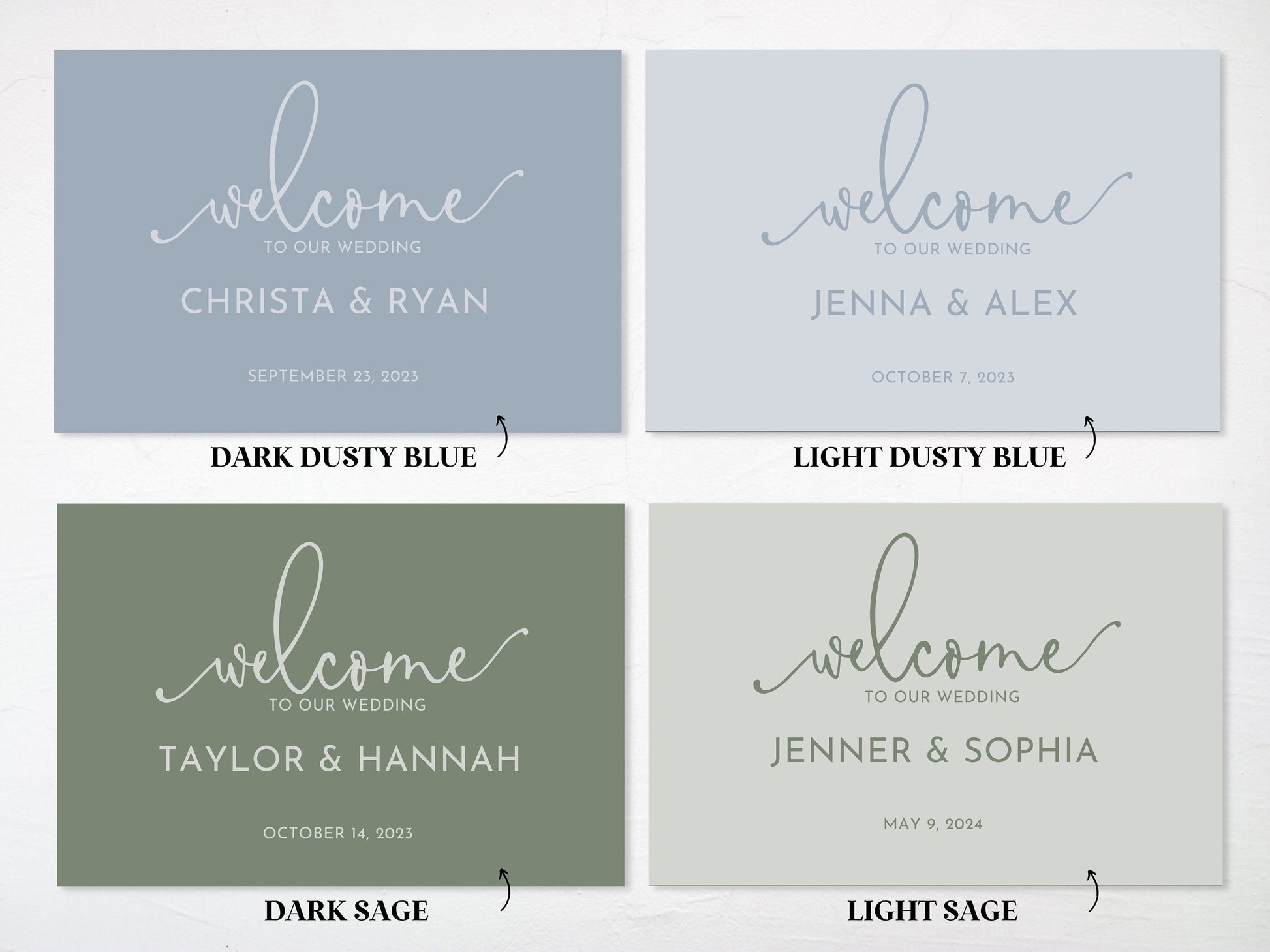 Simple Dusty Blue Wedding Welcome Board Sign | Welcome to Our Wedding Sign