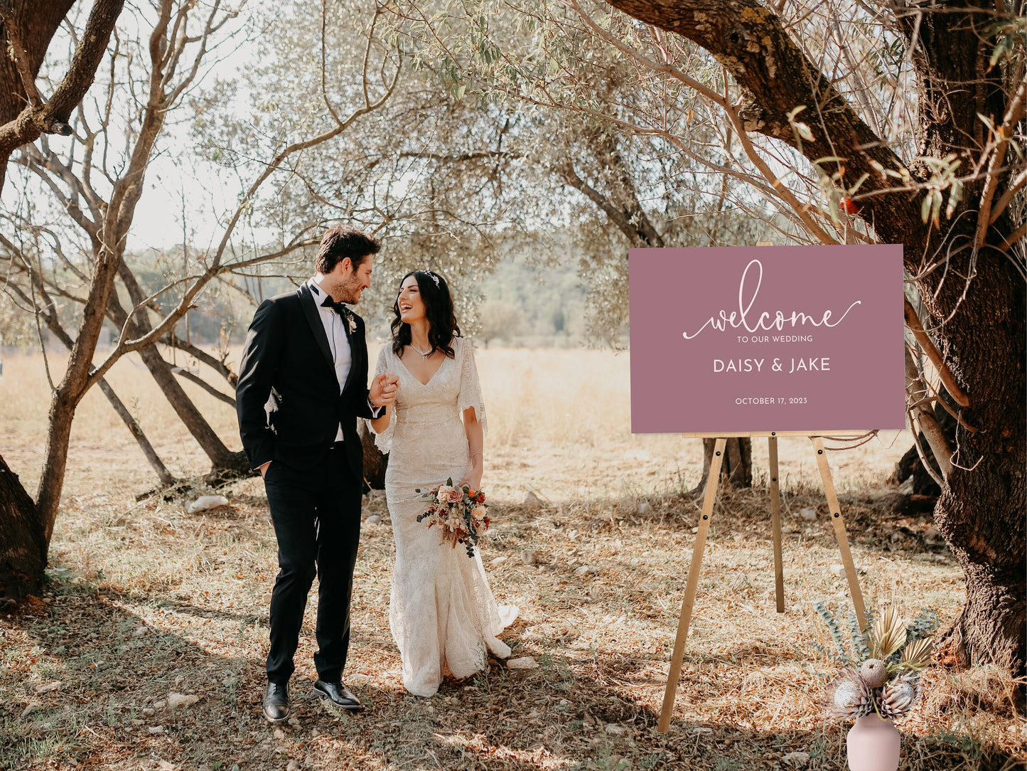 Simple Dusty Blue Wedding Welcome Board Sign | Welcome to Our Wedding Sign