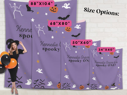 Spooky ONE Halloween Birthday Party Banner| Completely Customizable Text Name Backdrop | Our Little Boo | Our Little Pumpkin | Two Spooky