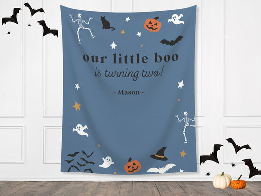 Our Little Boo is Turning Two Halloween Birthday Party Banner