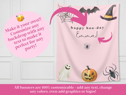 Simple Watercolor Happy Halloween Party Backdrop | Customizable Happy Halloween Banner | Personalized Halloween Photo Booth