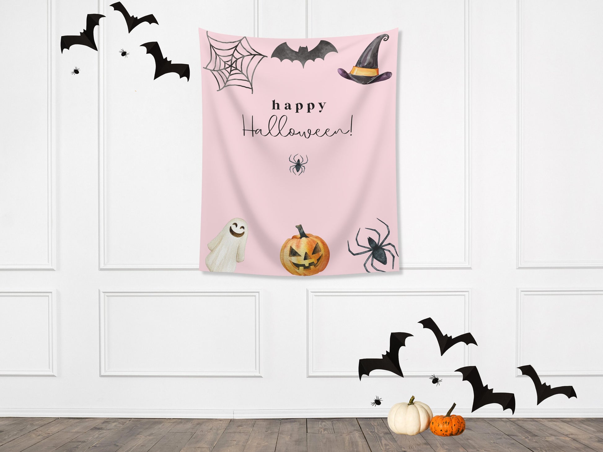 Simple Watercolor Happy Halloween Party Backdrop | Customizable | Personalized Halloween Photo Booth