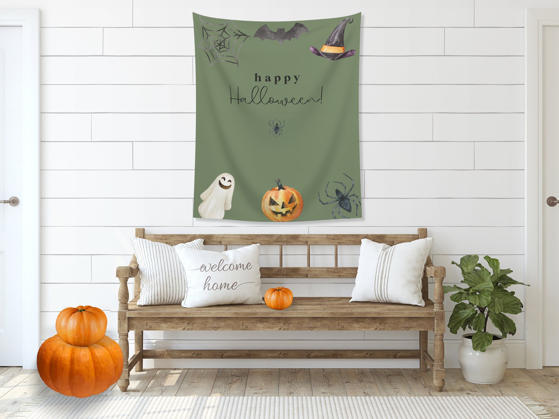 Simple Watercolor Happy Halloween Party Backdrop | Customizable | Personalized Halloween Photo Booth