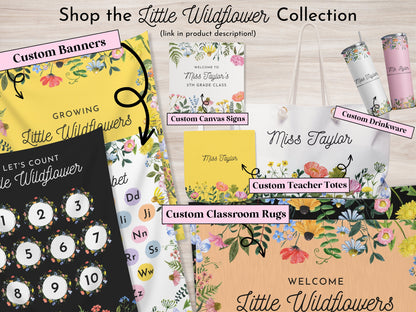 Little Wildflowers Classroom Letters or Numbers Banner | Completely Customizable Fabric Backdrop Back to School Décor | Teacher Gift Idea