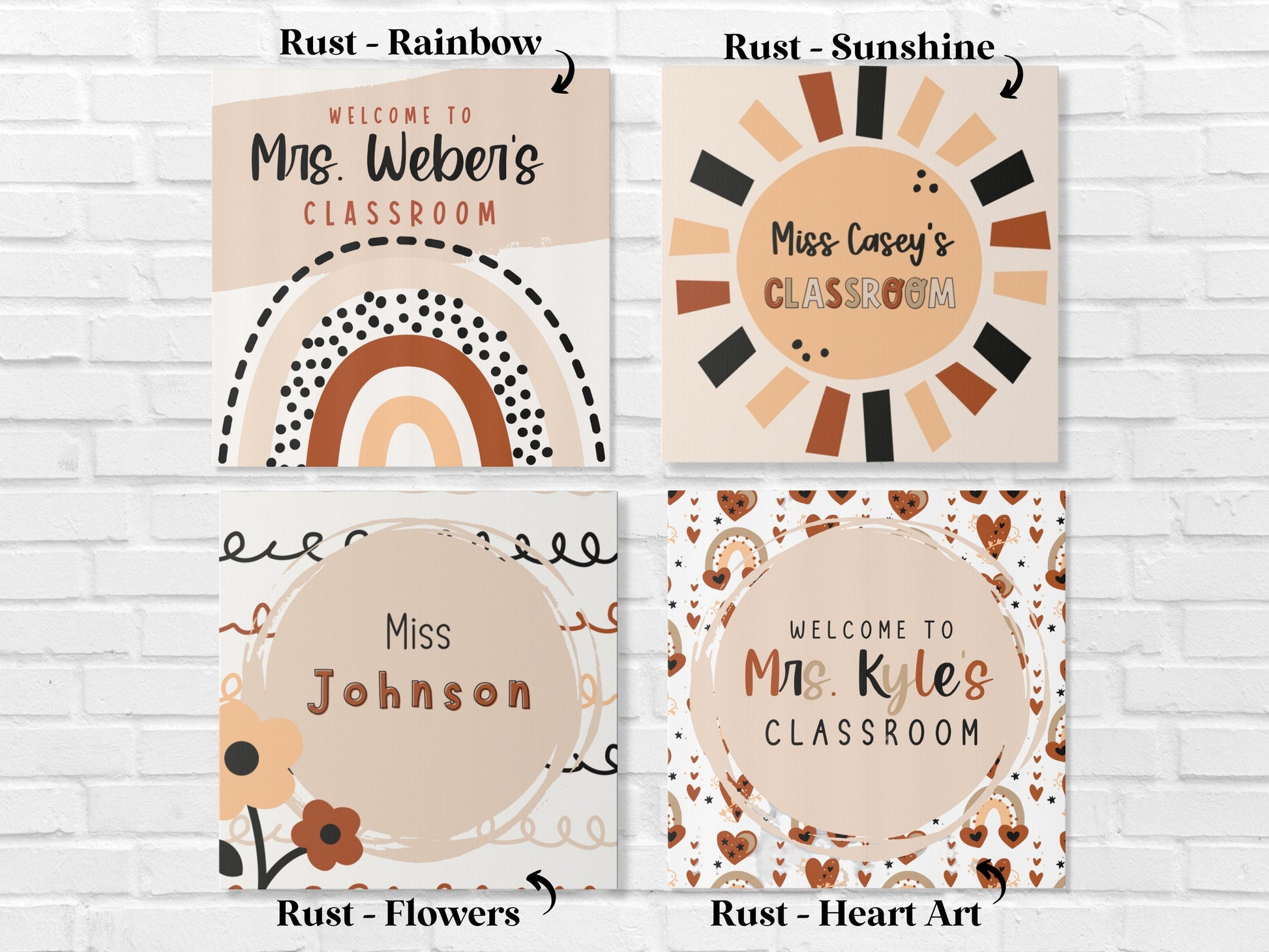 Boho Canvas Teacher Name Classroom Welcome Sign