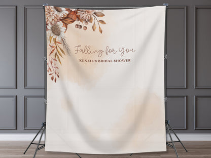 Boho Falling in Love Customizable Fall Baby Shower or Bridal Shower Backdrop | Custom Autumn Floral Banner | September October Party Décor