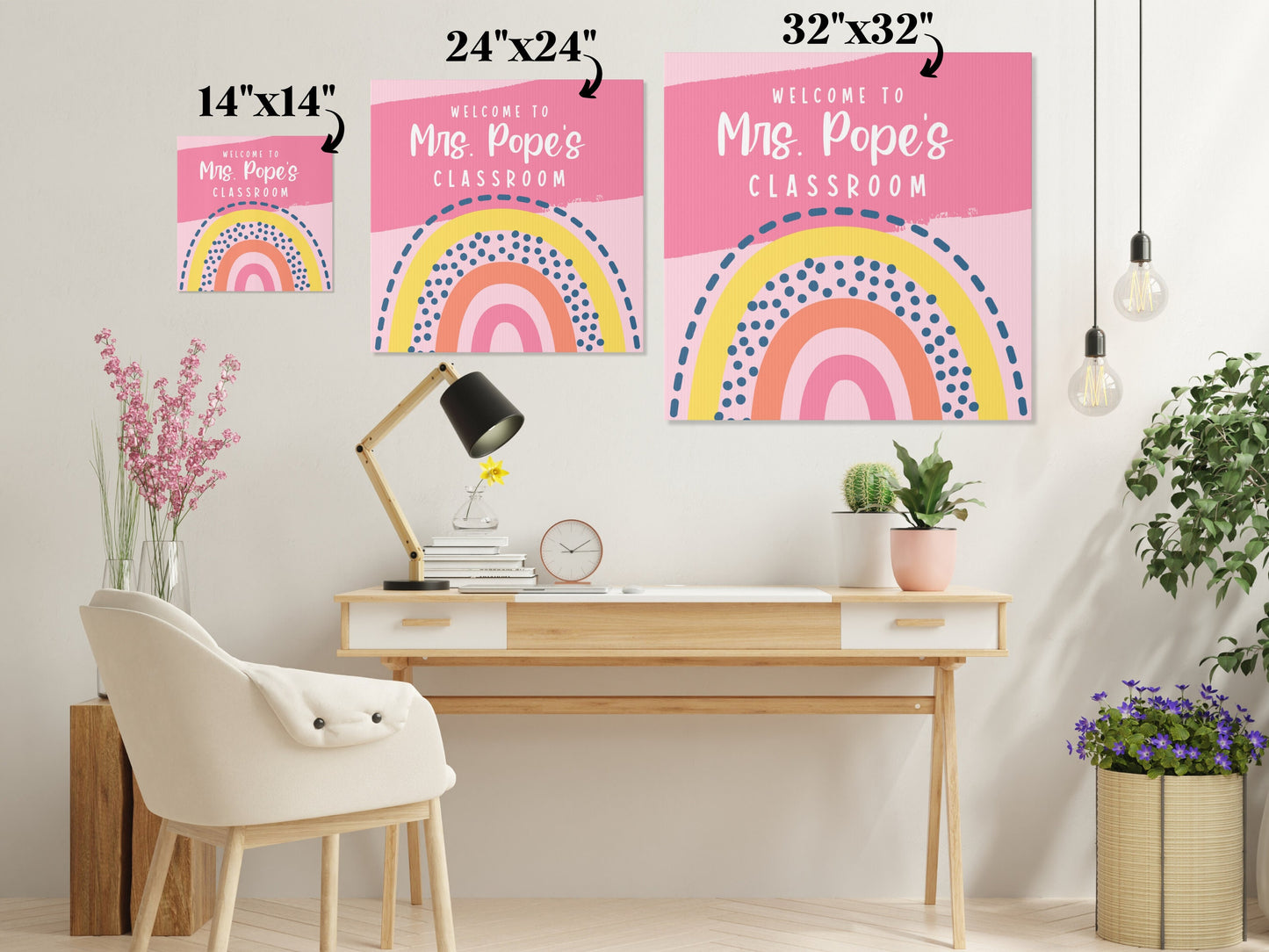 Boho Canvas Teacher Name Classroom Welcome Sign