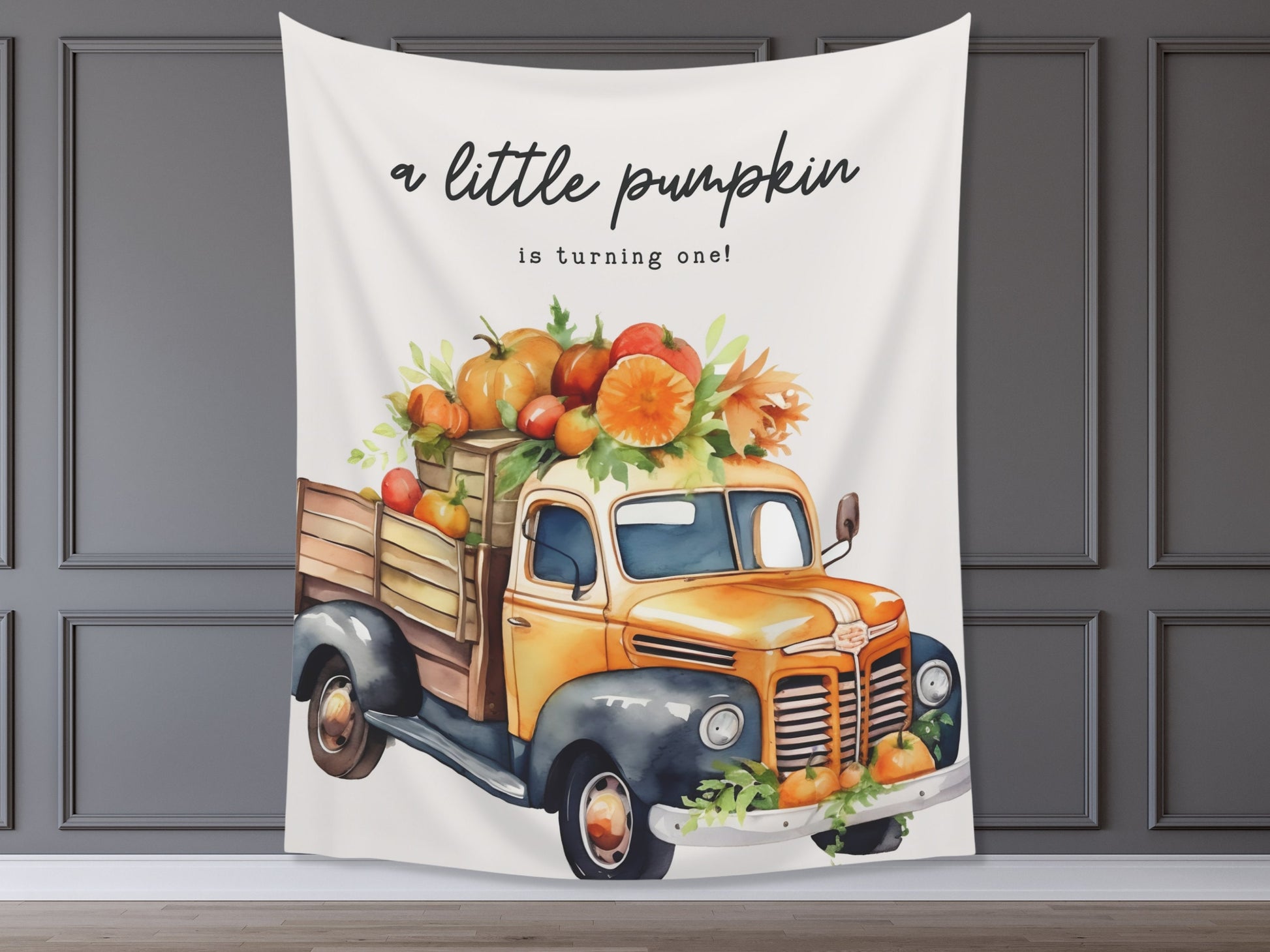 Pumpkin Truck Banner Fall Party - Pumpkin Patch - Oh Hey Pumpkin - Our Little Pumpkin - October Halloween Baby Shower Décor - Custom Backdrop