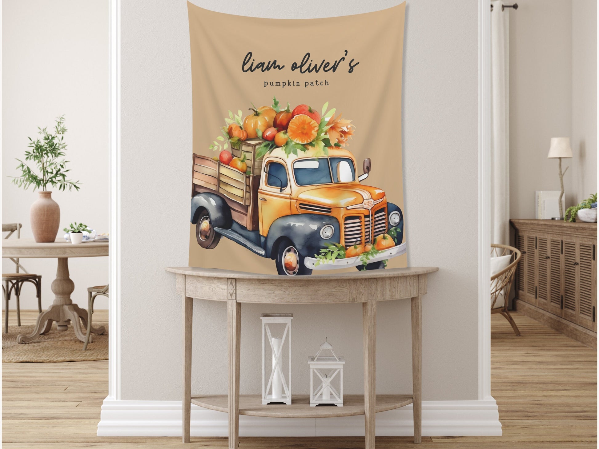 Pumpkin Truck Banner Fall Party - Pumpkin Patch - Oh Hey Pumpkin - Our Little Pumpkin - October Halloween Baby Shower Décor - Custom Backdrop