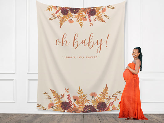 Oh Baby Banner Fall Party - Pumpkin Patch - Oh Hey Pumpkin - Our Little Pumpkin - October Baby Shower Décor - Custom Backdrop