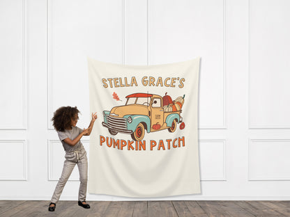 Pumpkin Patch Truck Custom Text Banner | Customizable Retro Fall Backdrop | 1st Birthday, Kids Birthday, Fall Festival or Baby Shower Décor