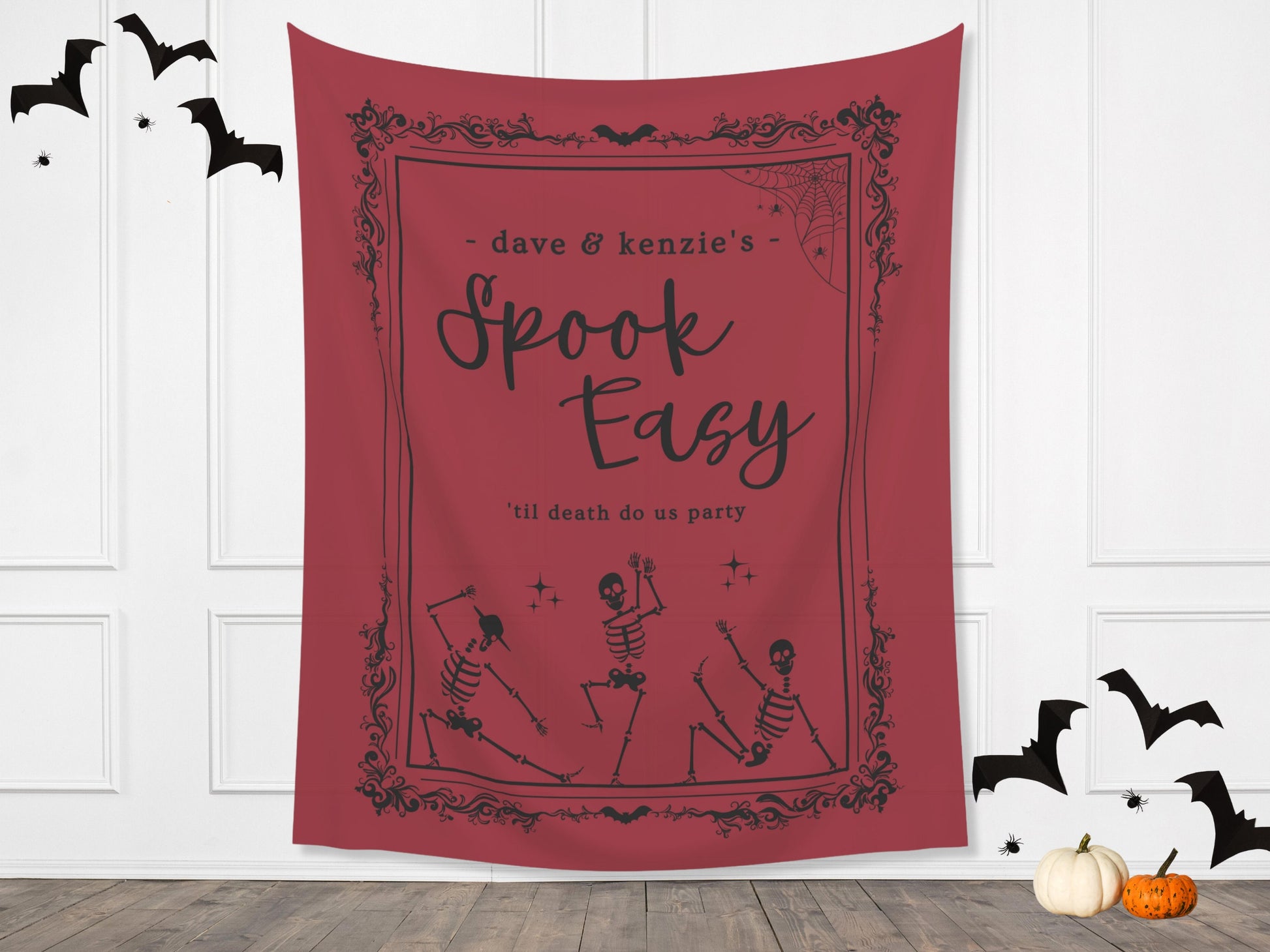 Custom Name Spook Easy Banner Birthday Party - 21st Birthday, 30th Birthday, 40th Birthday, 50th Birthday - Pink and Black - October Halloween Party  Décor - Custom Backdrop