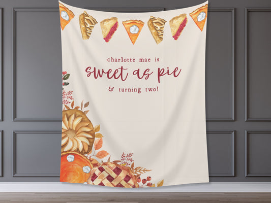 Sweet as Pie Banner Fall Party - November Thanksgiving Birthday Party - Baby Shower Décor - Custom Backdrop - Bridal Shower - Engagement Part - Pumpkin Pie