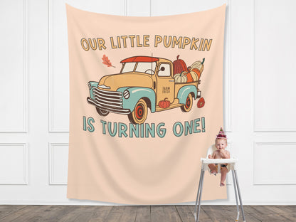 Pumpkin Patch Truck Custom Text Banner | Customizable Retro Fall Backdrop | 1st Birthday, Kids Birthday, Fall Festival or Baby Shower Décor