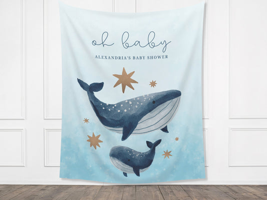 Ahoy Coastal Whale Baby Shower Banner