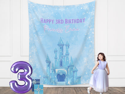 Frozen Birthday Party Banner | First Time in Four-Ever Banner | Completely Customizable Winter Birthday Décor | Personalized Princess Sign