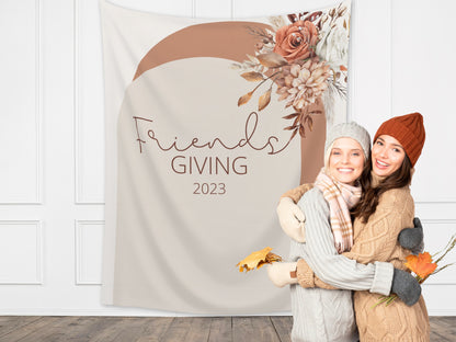 Thanksgiving Boho Arch Fall Floral Custom Banner | Custom Friendsgiving Party Backdrop for Balloon Garland | Thankful for You Baby Shower