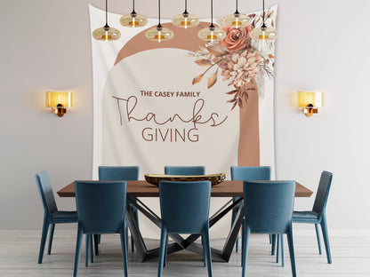 Thanksgiving Boho Arch Fall Floral Custom Banner | Custom Friendsgiving Party Backdrop for Balloon Garland | Thankful for You Baby Shower