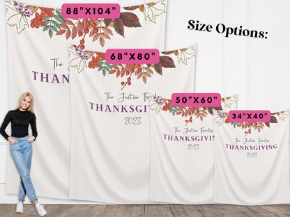 Fall Leaves Family Thanksgiving Dinner Custom Banner| Friendsgiving Party Backdrop for Balloon Garland | Thanksgiving Décor Ideas