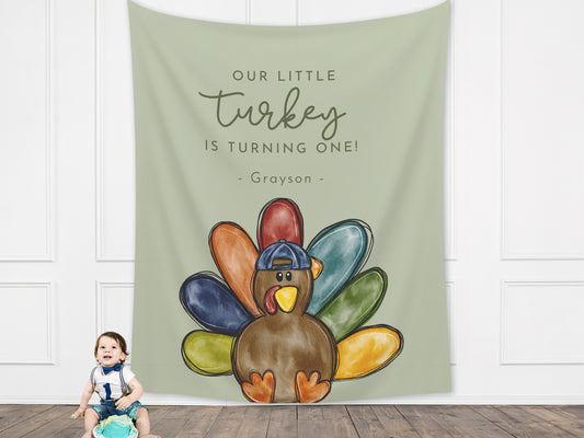 Our Little Turkey Boy's Birthday Banner