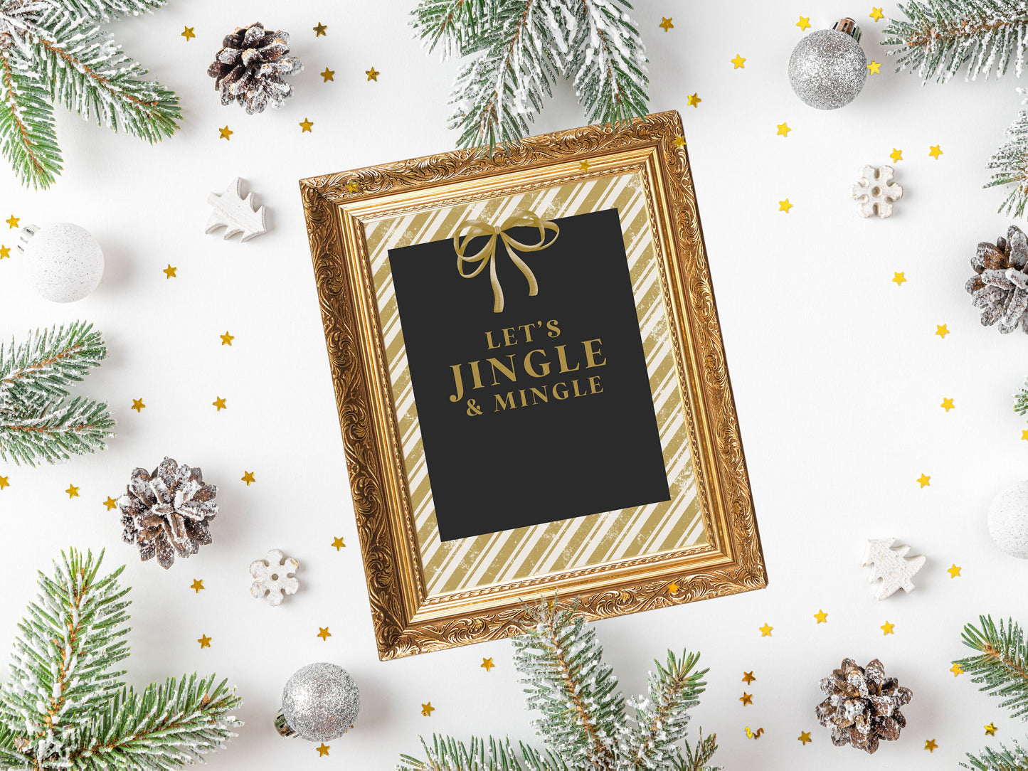 Let's Jingle & Mingle Holiday Party Welcome Sign | Customizable Poster or Printable | Pink Christmas | Retro Shower Décor | Jingle Ladies