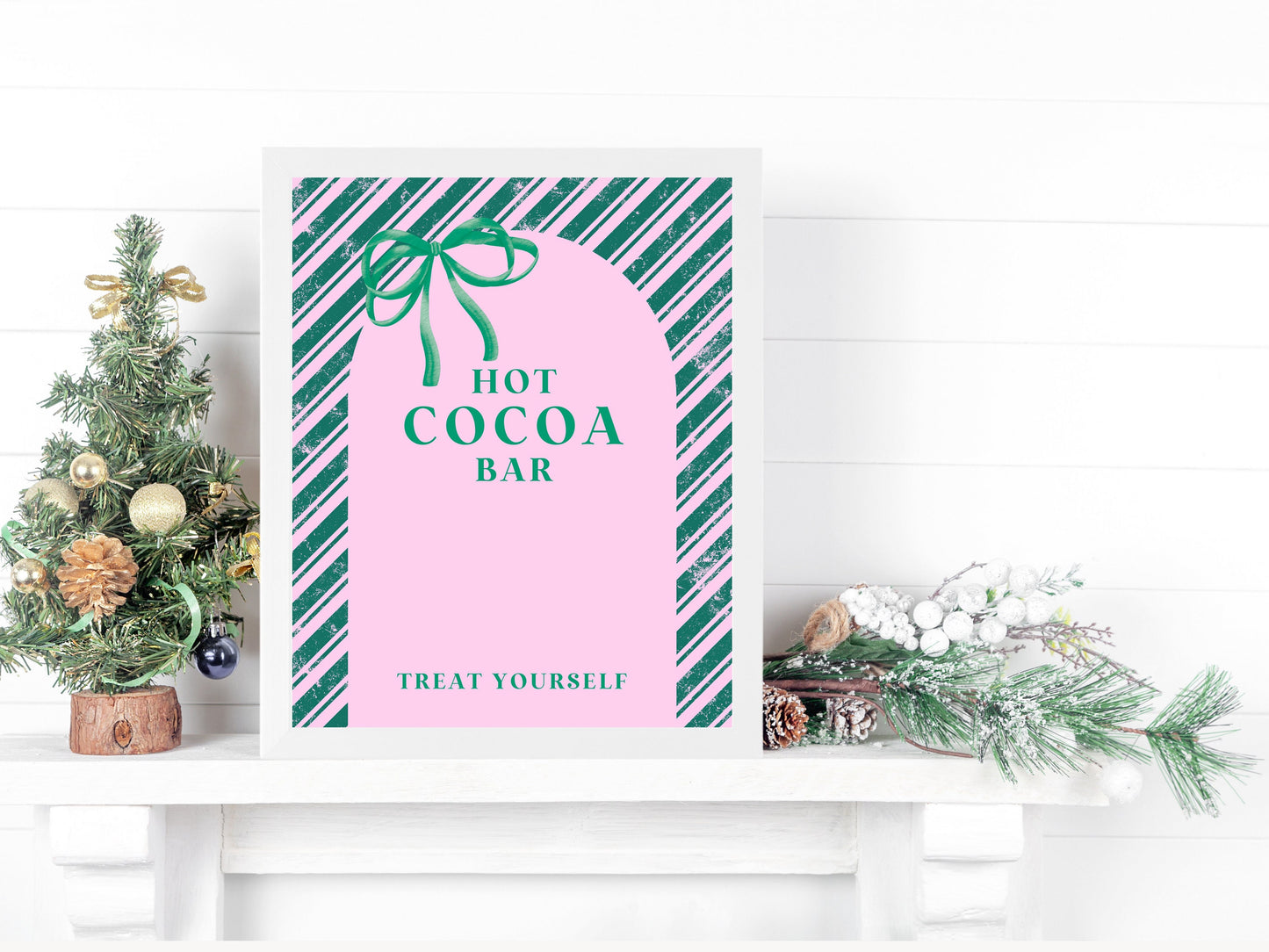 Jingle & Mingle Holiday Party Hot Cocoa Bar Sign | Customizable Poster or Printable | Pink Christmas | Retro Shower Décor | Jingle Ladies