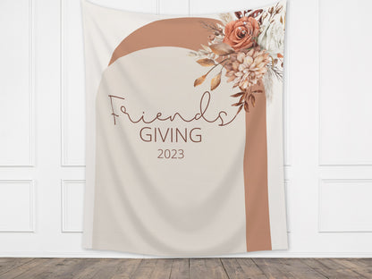 Thanksgiving Boho Arch Fall Floral Custom Banner | Custom Friendsgiving Party Backdrop for Balloon Garland | Thankful for You Baby Shower