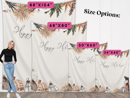 Cozy Chic Custom Holiday Banner | Black Christmas Party Backdrop for Balloon Garland | Rustic Boho Party or Shower Décor | Watercolor Wreath