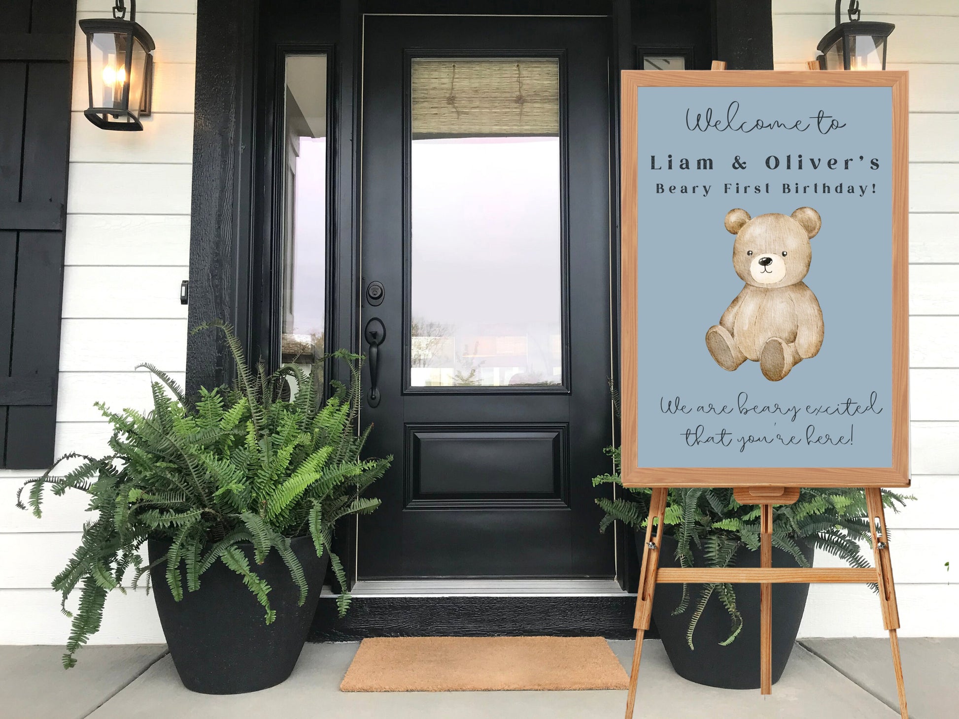 Custom Teddy Bear Birthday Welcome Sign | Boy Birthday Party Theme | Bear-y First Birthday | Bearly Wait Teddy Bear Shower | Baby Bear Décor