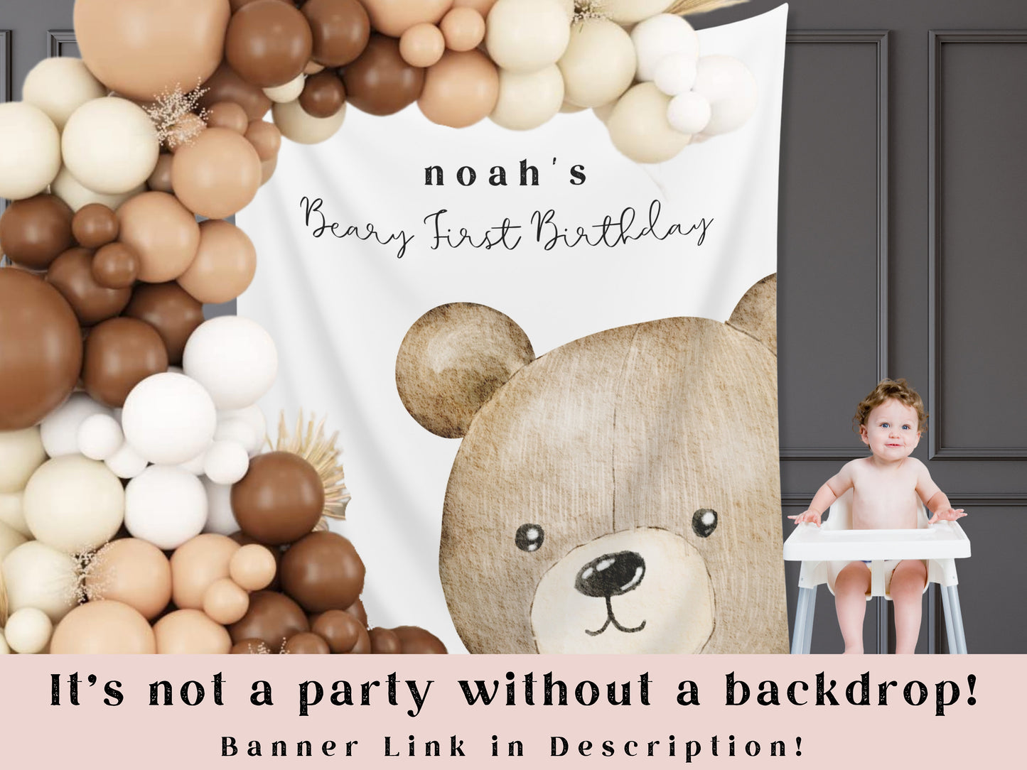 Custom Teddy Bear Birthday Favor Sign | Boy Birthday Party | Bear-y First Birthday Thank You | Bearly Wait Teddy Bear Shower | Bear Décor