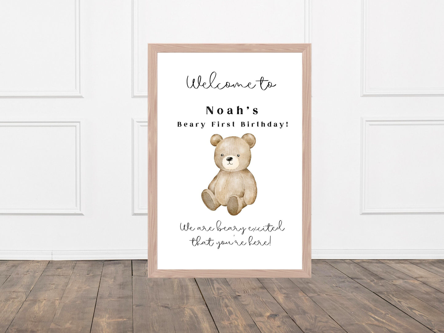 Custom Teddy Bear Birthday Welcome Sign | Boy Birthday Party Theme | Bear-y First Birthday | Bearly Wait Teddy Bear Shower | Baby Bear Décor