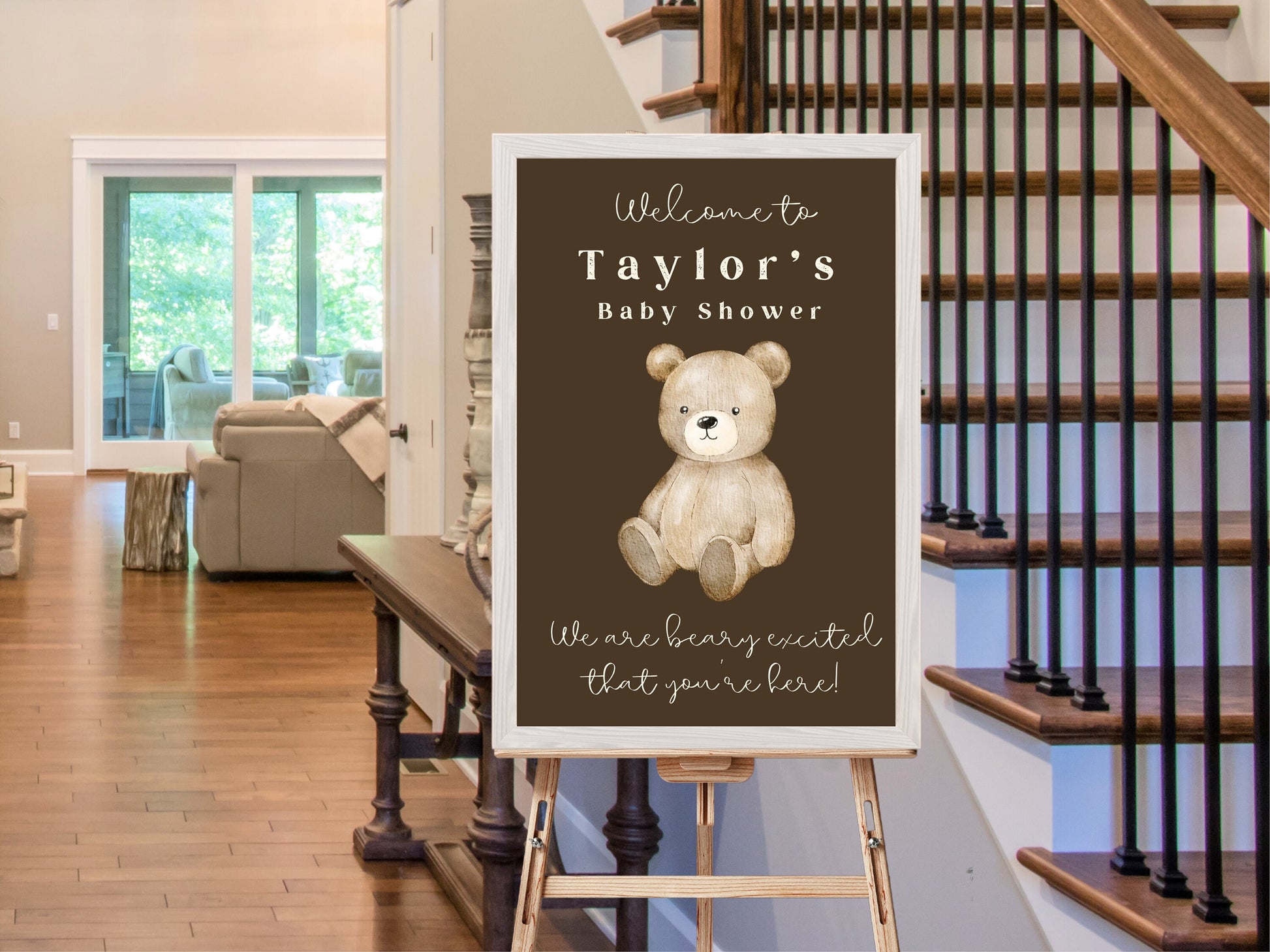 Custom Teddy Bear Birthday Welcome Sign | Boy Birthday Party Theme | Bear-y First Birthday | Bearly Wait Teddy Bear Shower | Baby Bear Décor