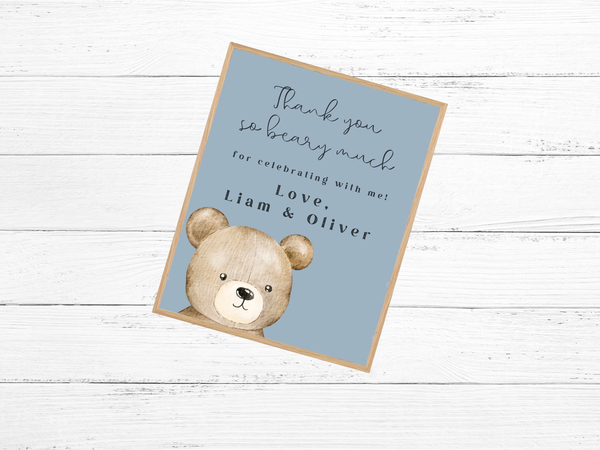 Custom Teddy Bear Birthday Favor Sign | Boy Birthday Party | Bear-y First Birthday Thank You | Bearly Wait Teddy Bear Shower | Bear Décor