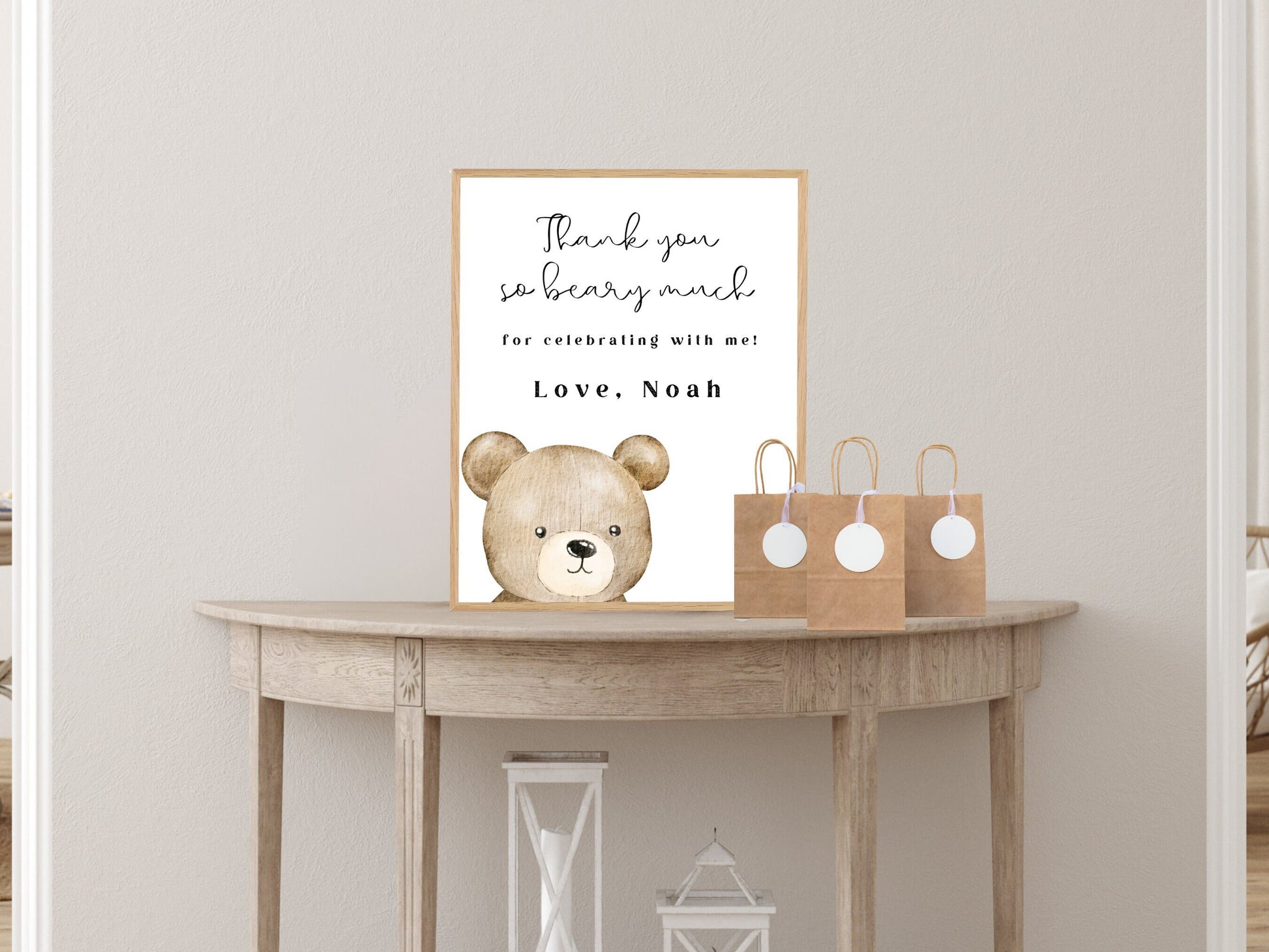 Custom Teddy Bear Birthday Favor Sign | Boy Birthday Party | Bear-y First Birthday Thank You | Bearly Wait Teddy Bear Shower | Bear Décor