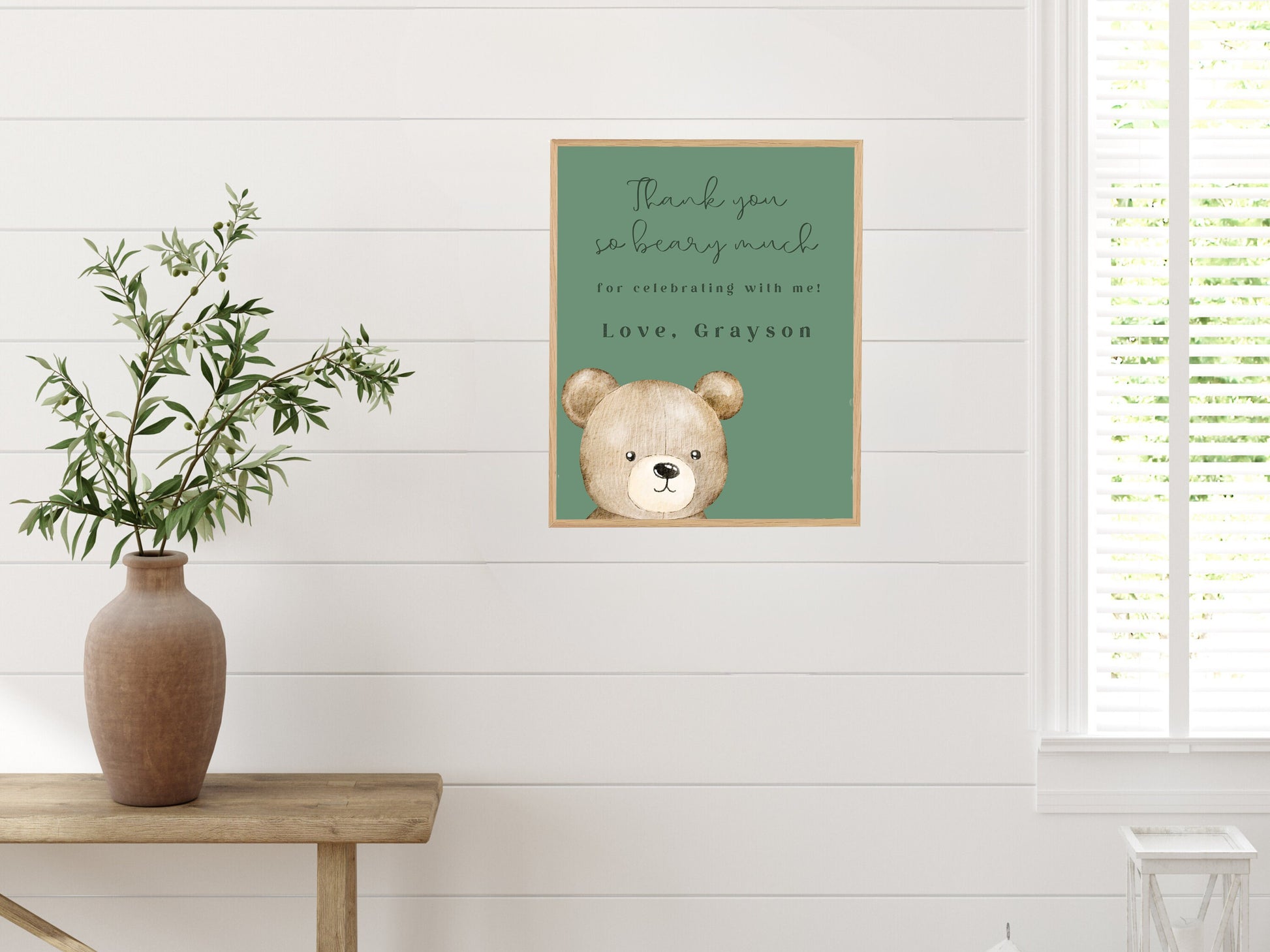 Custom Teddy Bear Birthday Favor Sign | Boy Birthday Party | Bear-y First Birthday Thank You | Bearly Wait Teddy Bear Shower | Bear Décor