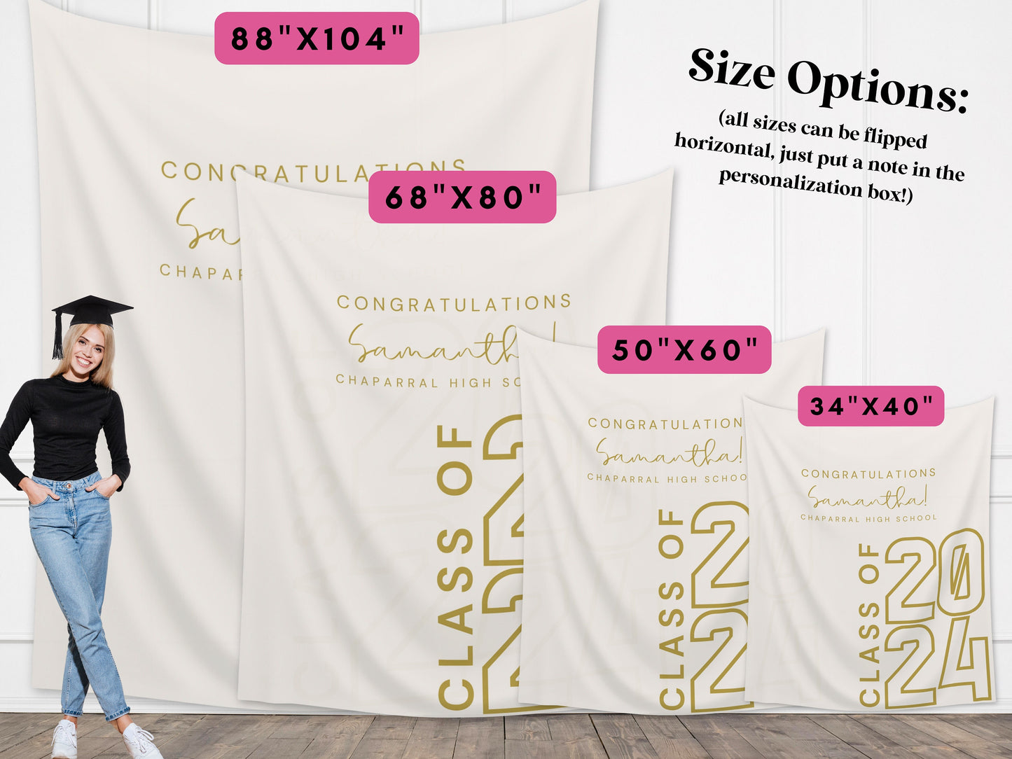 Class of 2024 Custom Graduation Party Backdrop | Personalized Congrats Grad School Colors Banner | High School Graduation | College Grad