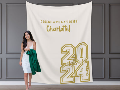 2025 Graduation Party Backdrop | Personalized Class of 2024 Congrats Grad School Colors Banner | High School Graduation | College Grad