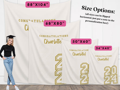 2025 Graduation Party Backdrop | Personalized Class of 2024 Congrats Grad School Colors Banner | High School Graduation | College Grad