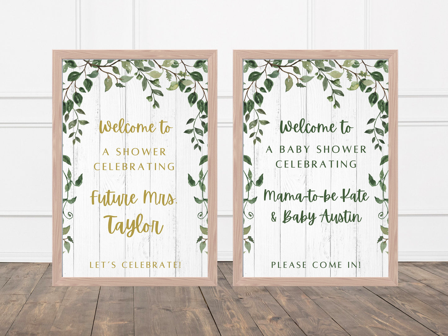 Custom Rustic Greenery Sign | Rustic Wood Welcome Sign | Baby Shower Sign | Bridal Shower or Party | Completely Customizable Neutral Décor