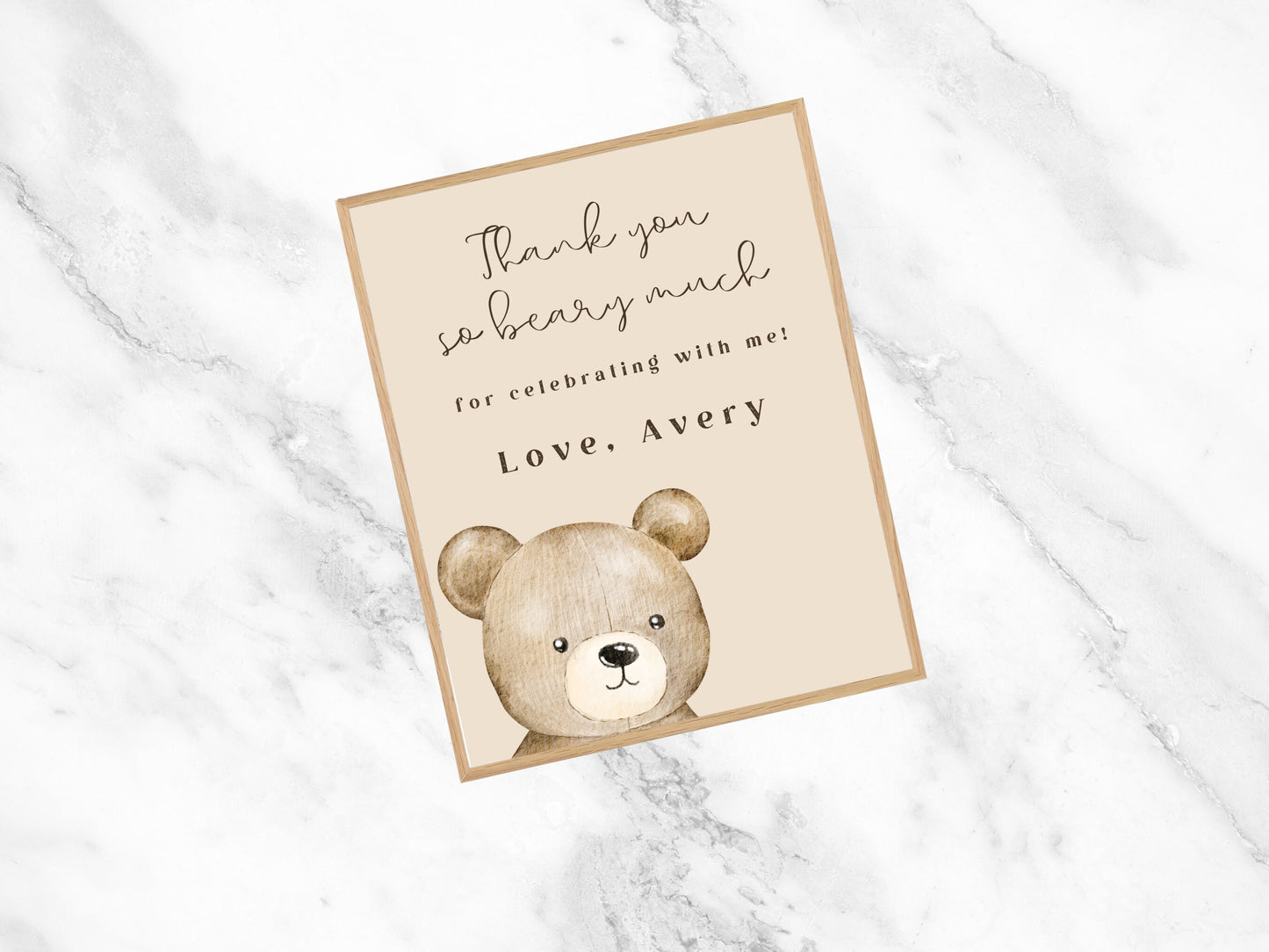 Custom Teddy Bear Birthday Favor Sign | Boy Birthday Party | Bear-y First Birthday Thank You | Bearly Wait Teddy Bear Shower | Bear Décor